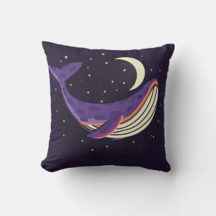 Space whale: colorful illustrated portrait. throw pillow