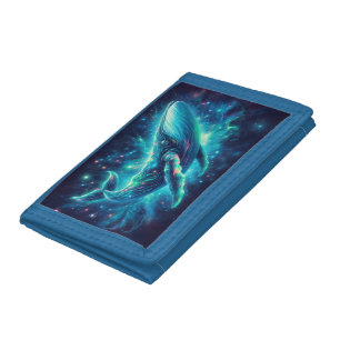 Space Whale Neon Design Trifold Wallet
