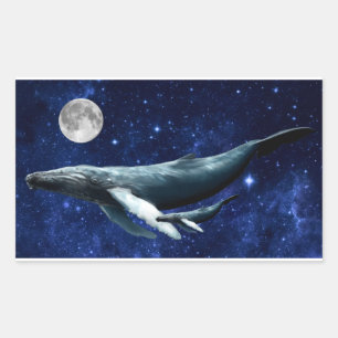 Space Whale Rectangular Sticker