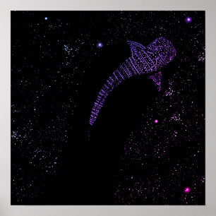 Space Whale Shark Poster