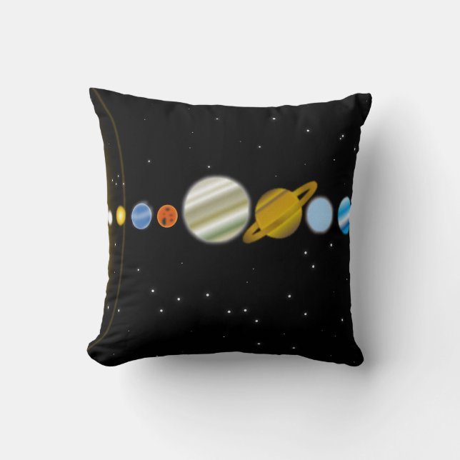 Space with Colorful Planets Fantasy Galaxy Throw Pillow (Front)