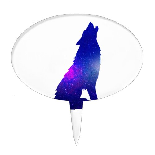 Space Wolf howling _ Choose background color Cake Topper