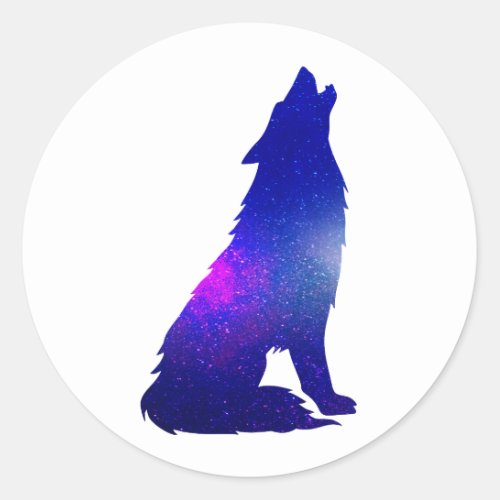 Space Wolf howling _ Choose background color Classic Round Sticker