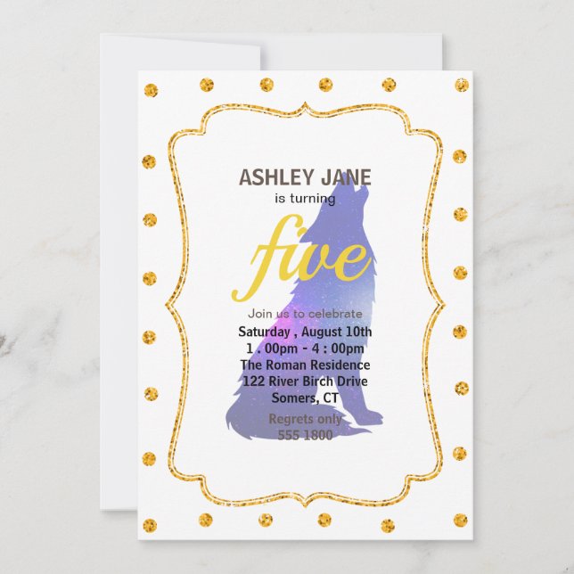 Space Wolf howling - Choose background color Invitation (Front)