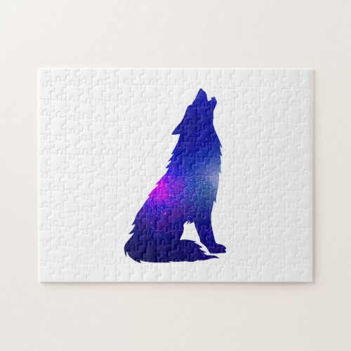 Space Wolf howling _ Choose background color Jigsaw Puzzle