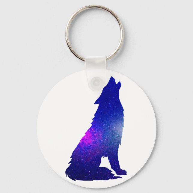Space Wolf howling - Choose background color Keychain (Front)