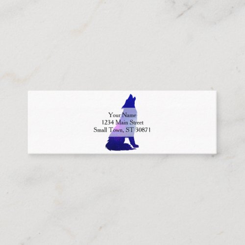 Space Wolf howling _ Choose background color Mini Business Card