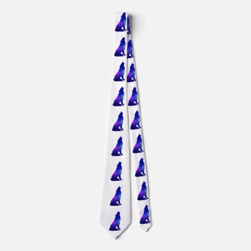 Space Wolf howling _ Choose background color Neck Tie