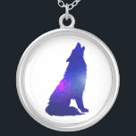 Space Wolf howling - Choose background color Silver Plated Necklace<br><div class="desc">wolf  animal  coyote  dog,   predator silhouette  illustration  wild ,  black  art  howling  spirit  , shadow  style  nature  wildlife  , totem  tattoo  vintage  drawing ,  retro  moon  beautiful  ink  , werewolf  night  forest  soul  , design  tribal  dream  magic ,  wish  mystic  tribe wolf ,  animal  coyote  dog  predator</div>