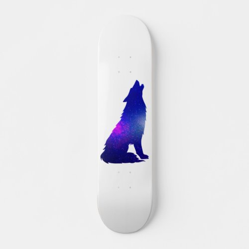 Space Wolf howling _ Choose background color Skateboard