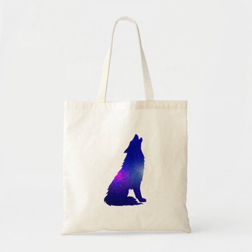 Space Wolf howling _ Choose background color Tote Bag