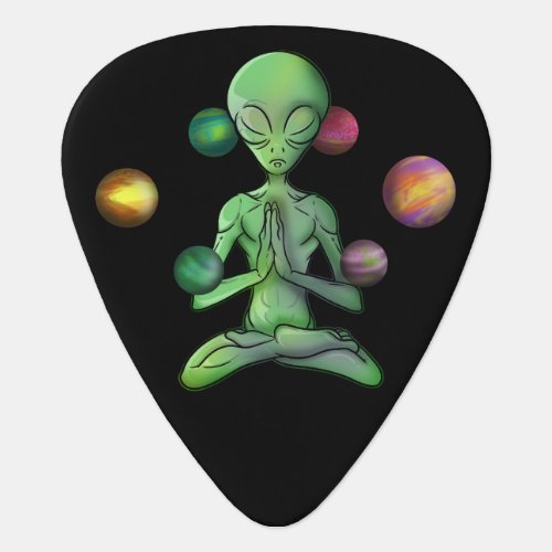 Space Yoga Spiritual Alien Meditating Guitar Pick