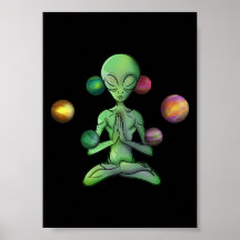 Space Yoga Spiritual Alien Meditating