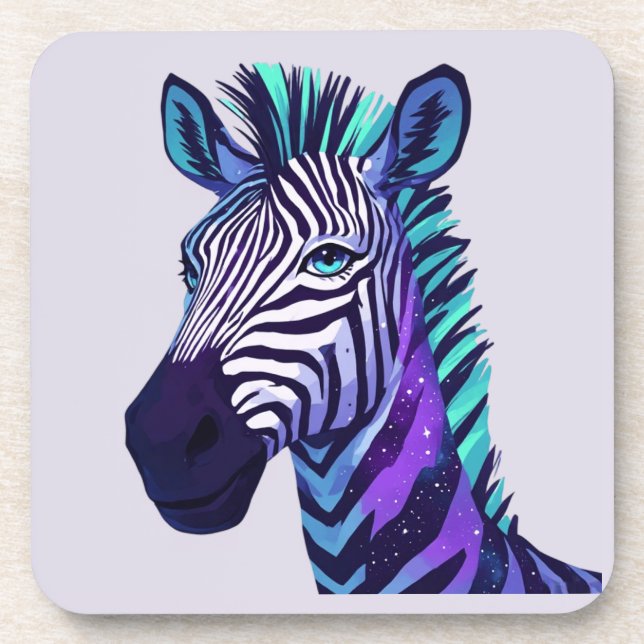 Space Zebra Beverage Coaster (Front)