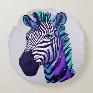 Space Zebra Round Pillow