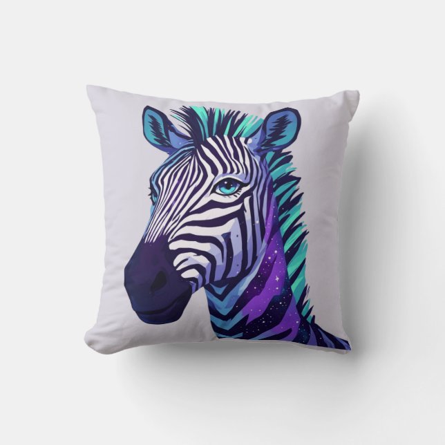 Space Zebra Throw Pillow (Front)