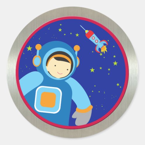 Spaceboy Floating Outside the Spaceship Classic Round Sticker