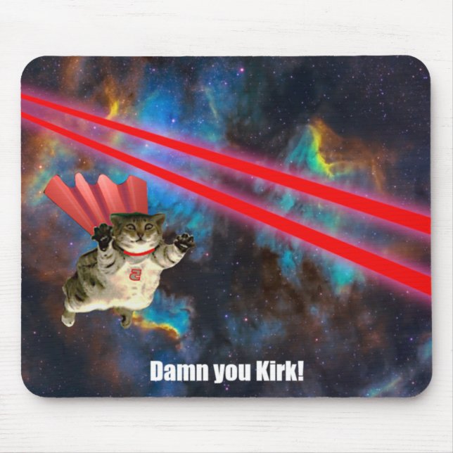 Spacecat Evading Phasers Mouse Pad (Front)