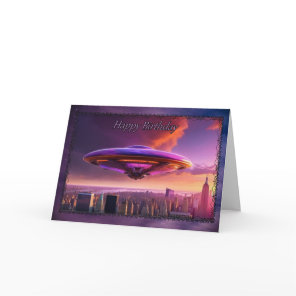 Spacecraft Above New York Boy's Birthday Card