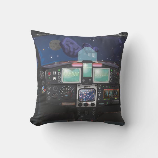 Spacecraft Console Throw Pillow (Front)