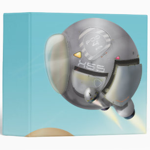 Spacecraft flying through a planet 3 ring binder