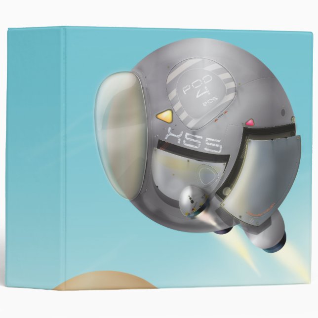 Spacecraft flying through a planet 3 ring binder (Front/Spine)