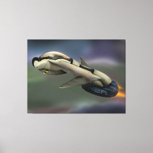 Spacecraft flying through a planet canvas print