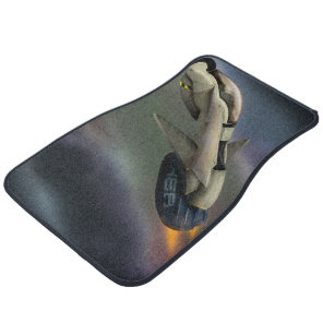 Spacecraft flying through a planet car floor mat