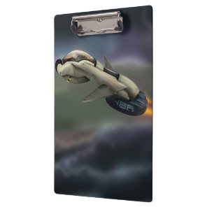 Spacecraft flying through a planet clipboard