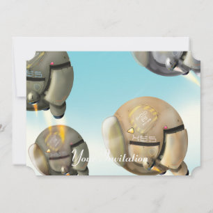 Spacecraft flying through a planet invitation