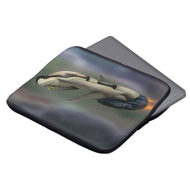 Spacecraft flying through a planet laptop sleeve (Front Top)