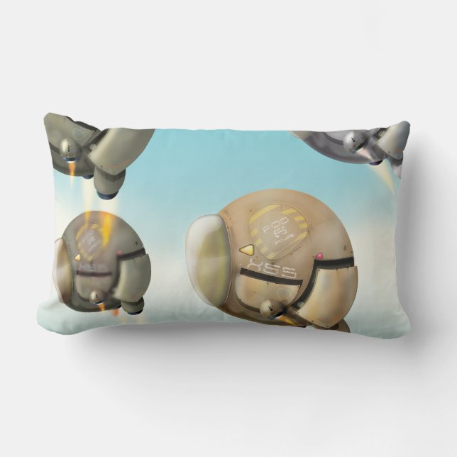 Spacecraft flying through a planet lumbar pillow (Front)