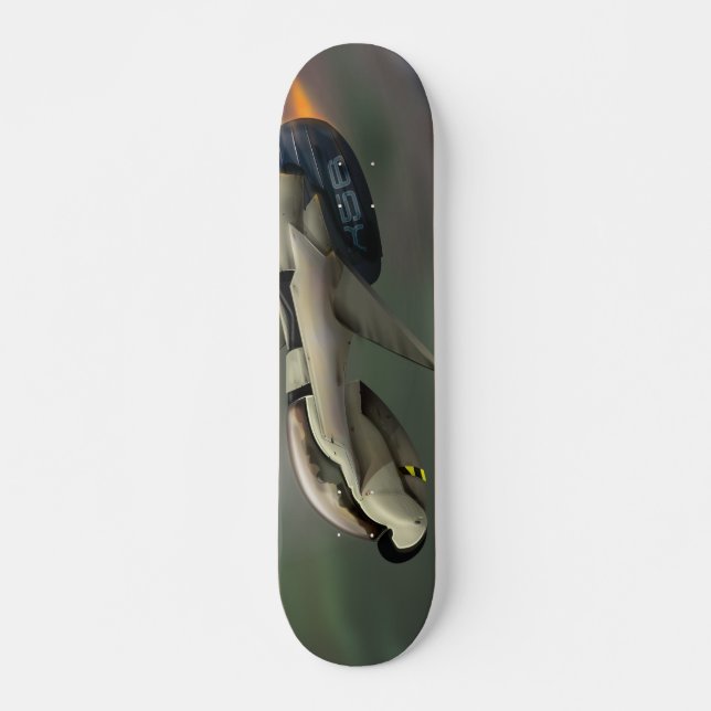 Spacecraft flying through a planet skateboard deck (Front)