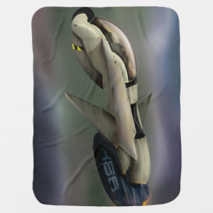 Spacecraft flying through a planet stroller blanket