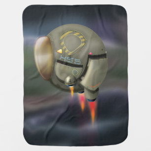 Spacecraft flying through a planet stroller blanket