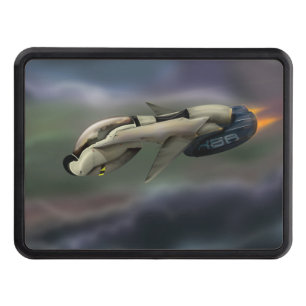 Spacecraft flying through a planet tow hitch cover