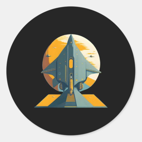 Spacecraft Spaceship Science Fiction Classic Round Sticker