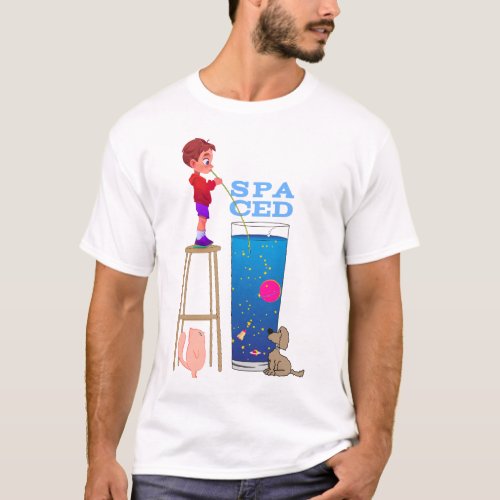 Spaced boy on stool drinking the universe T_Shirt