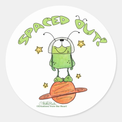 Spaced Out Alien Classic Round Sticker