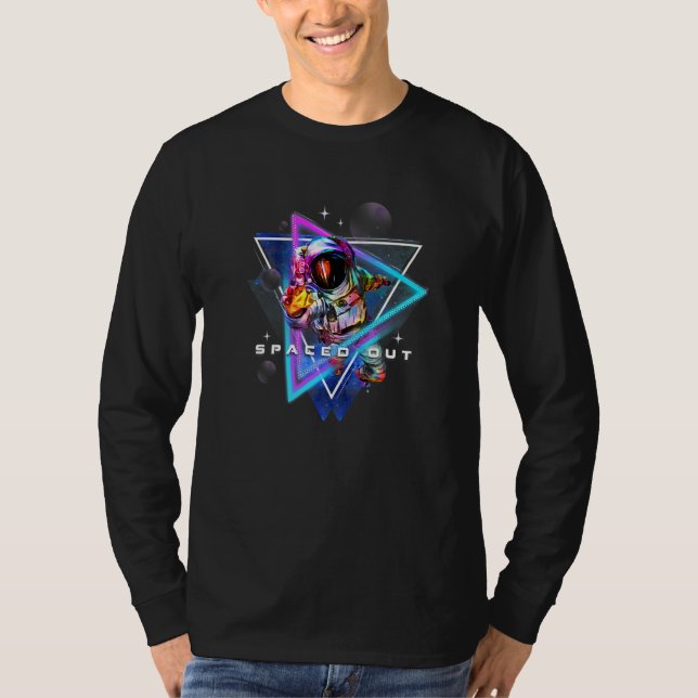 Spaced Out Astronaut Aesthetic Vaporwave Outer Spa T-Shirt (Front)