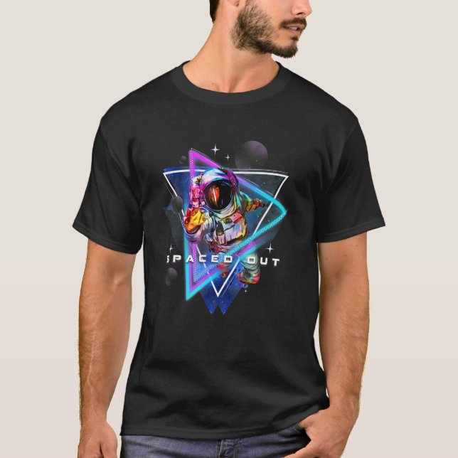 Spaced Out Astronaut Esthetic Vaporwave Outer Spa T-Shirt (Front)