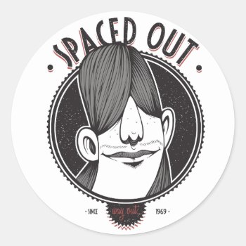 Spaced Out Classic Round Sticker by deekin at Zazzle