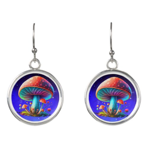 Spaced Out Rainbow Amanita Muscaria Earrings