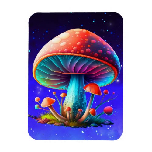 Spaced Out Rainbow Amanita Muscaria Magnet 