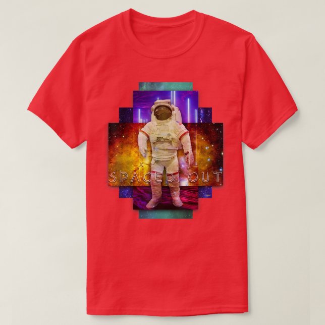 Spaced Out Synthwave Astronaut  T-Shirt (Design Front)