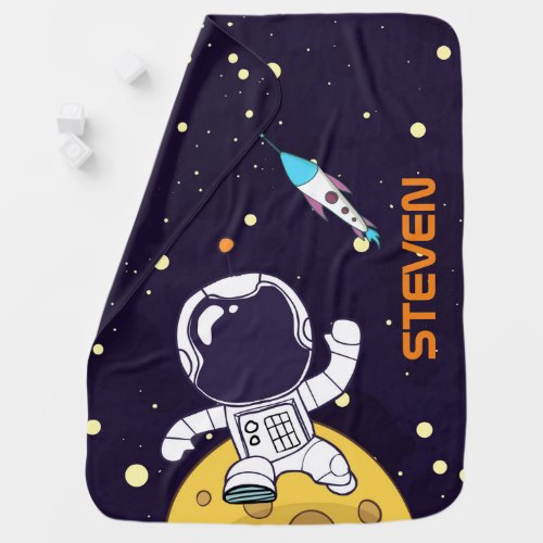 Spaceman Astronaut Exploring Outer Space Baby Blanket