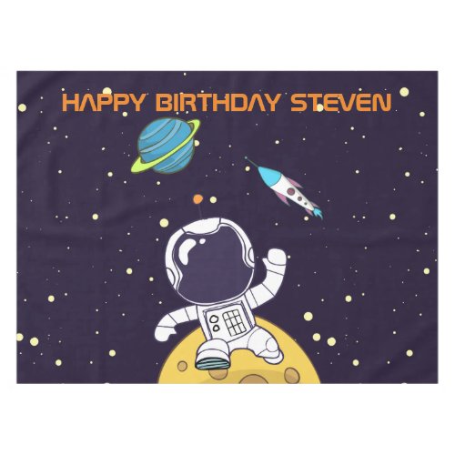 Spaceman Astronaut Exploring Outer Space Birthday Tablecloth
