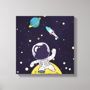 Spaceman Astronaut Exploring Outer Space Canvas Print
