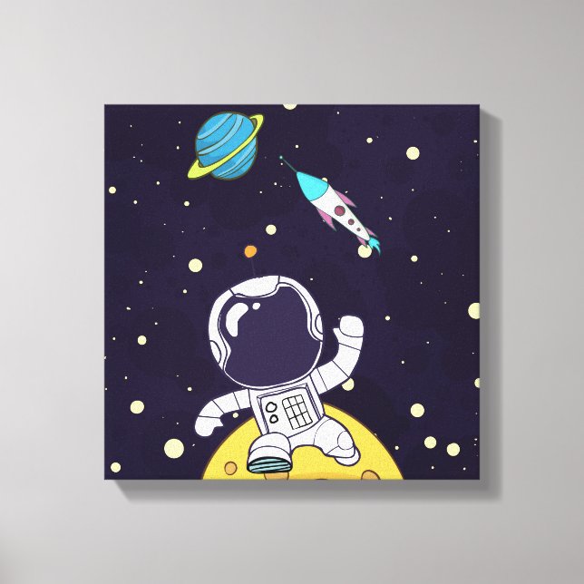 Spaceman Astronaut Exploring Outer Space Canvas Print (Front)
