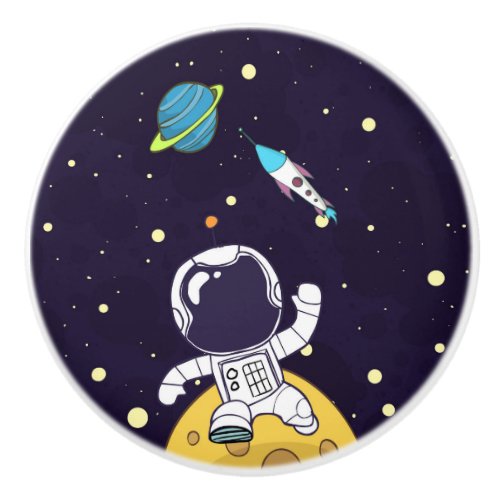 Spaceman Astronaut Exploring Outer Space Ceramic Knob